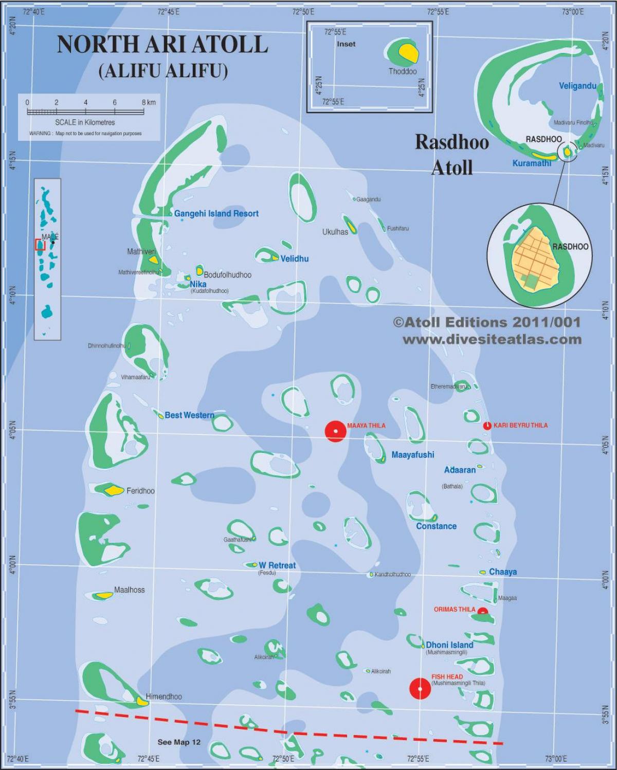 mapa ari atoll maledivy