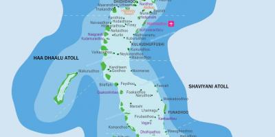 Maledivy mapa umístění střediska