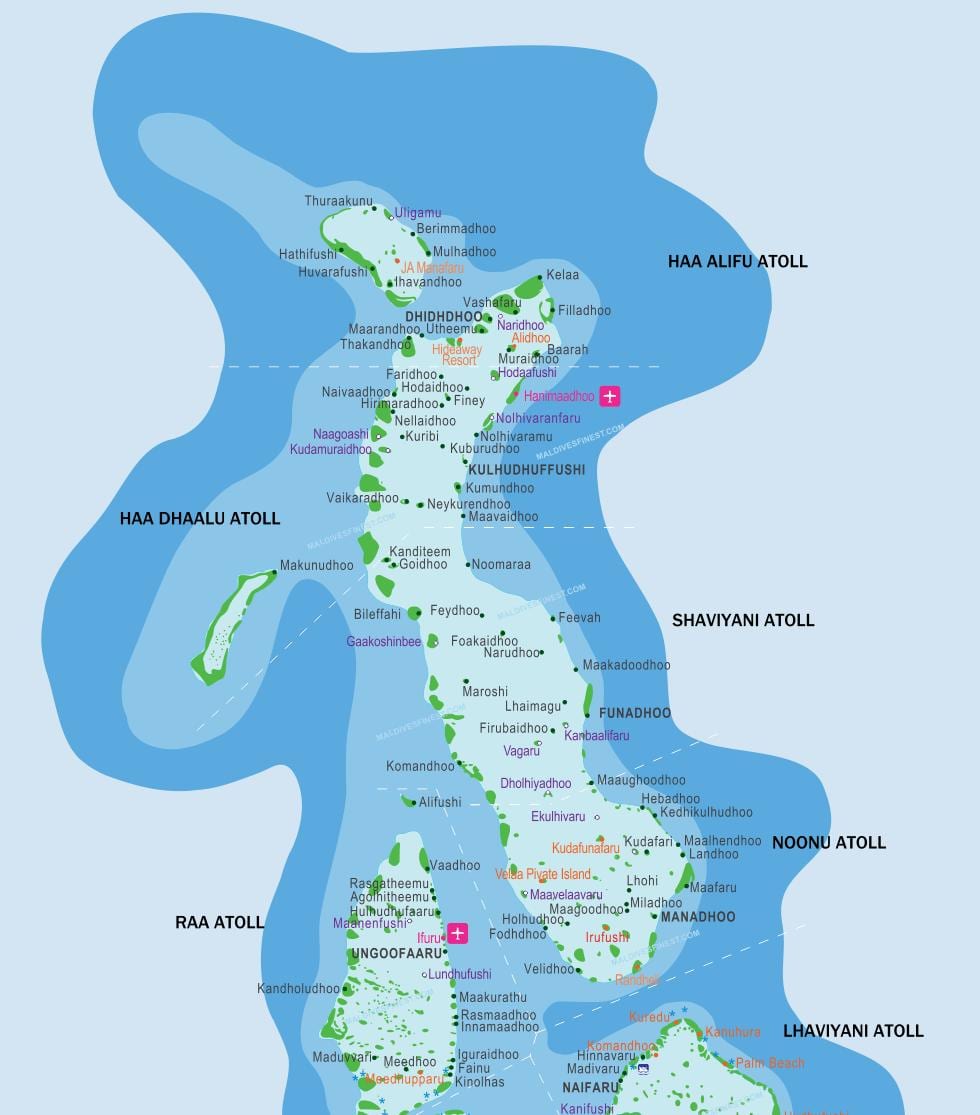 maledivy mapa umístění střediska