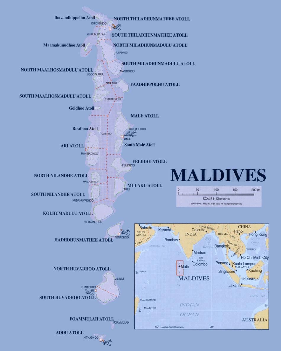 mapa maledivy politické