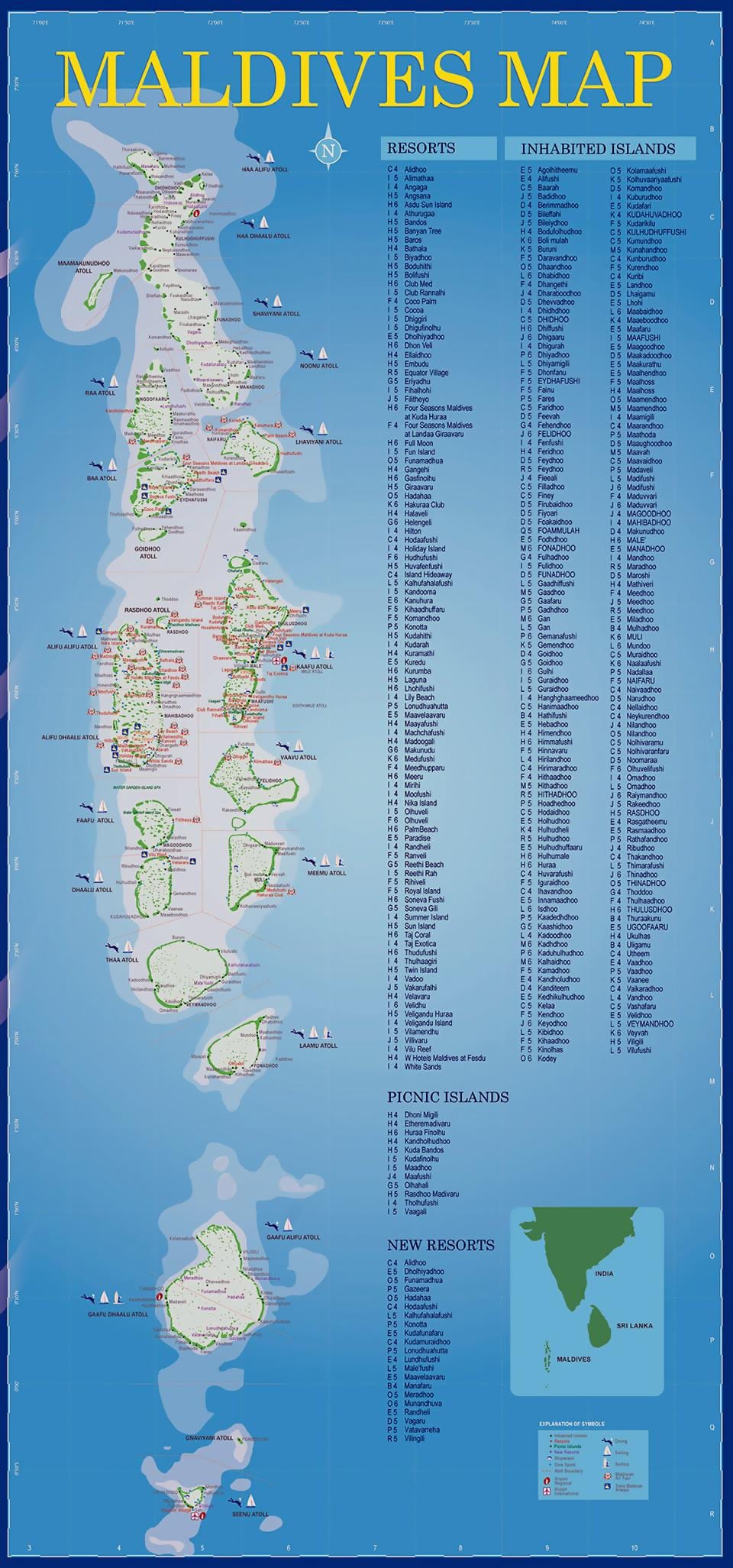 mapa maledivy střediska