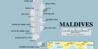 Mapa maledivy fyzické 