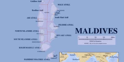 Maledivy mapa tras trajektů