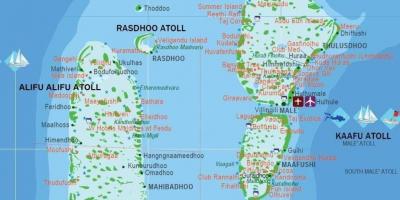 Mapa maledivy turistické