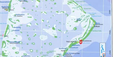 Mapa severní male atoll maledivy